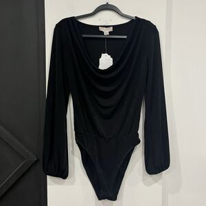 NWT Band Of The Free Black Slinky Cowl Neck Bodysuit Size Medium
